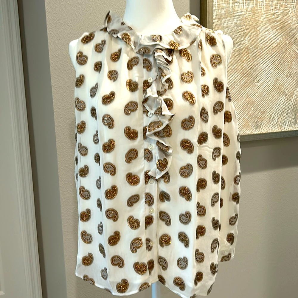 Ann Taylor ruffle detail sleeveless top Sz M
